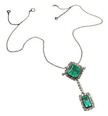 Lot 178 - A Spectacular Emerald Diamond Pendant.