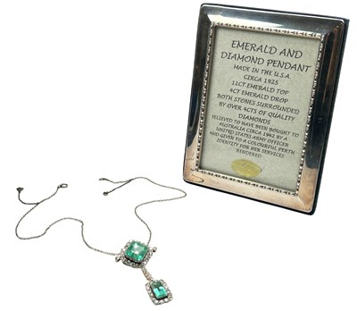 Lot 178 - A Spectacular Emerald Diamond Pendant.