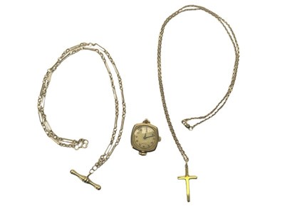 Lot 88 - A 9ct Watch Case, Two 9ct Chains.