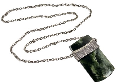 Lot 243 - Sterling Silver Chain with Green Stone Pendant.
