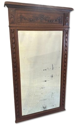 Lot 135 - French Oak Bevelled Glass Wall Mirror.