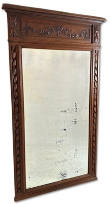 Lot 135 - French Oak Bevelled Glass Wall Mirror.