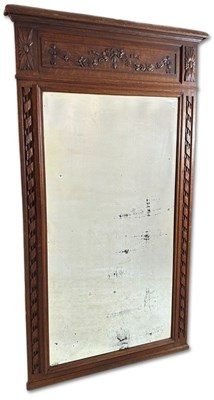 Lot 135 - French Oak Bevelled Glass Wall Mirror.