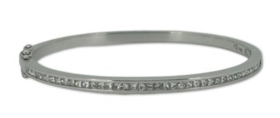 Lot 278 - 18ct White Gold Diamond Set Bangle.