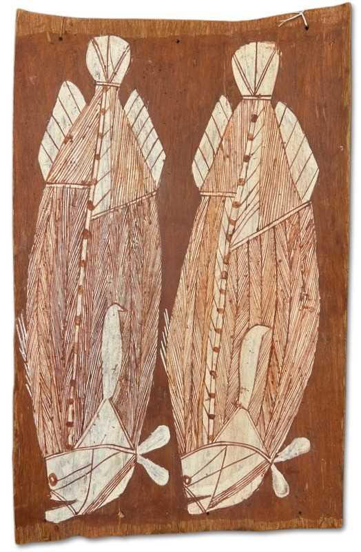 Lot 158 - Barramundi (Ngaldadmang) X-Ray Style Aboriginal Bark Painting.