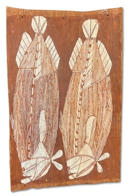 Lot 158 - Barramundi (Ngaldadmang) X-Ray Style Aboriginal Bark Painting.