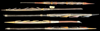 Lot 93 - Qty 5 Aboriginal Decorated Barbed Spear Head's.