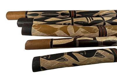 Lot 85 - Incised didgeridoos Yirrkala , North East Arnhem Land collected 1970s.