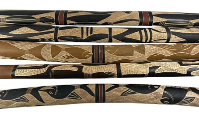 Lot 85 - Incised didgeridoos Yirrkala , North East Arnhem Land collected 1970s.