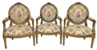 Lot 79 - 3 x Louis XVI Style Armchairs.