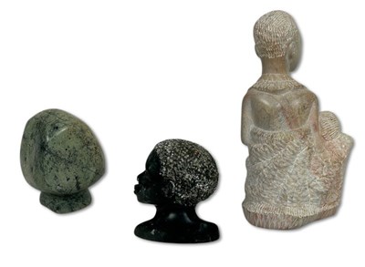 Lot 182 - African Carved Soapstone Group, 3pcs.