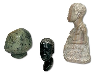 Lot 182 - African Carved Soapstone Group, 3pcs.