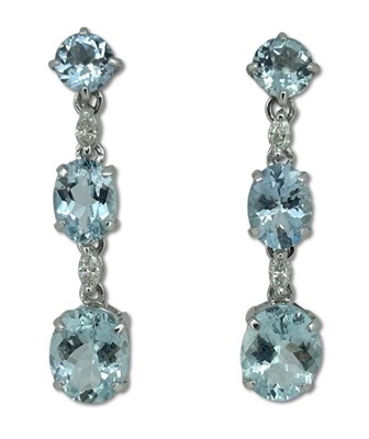 Lot 288 - A Cascade of Aquamarine Earrings.