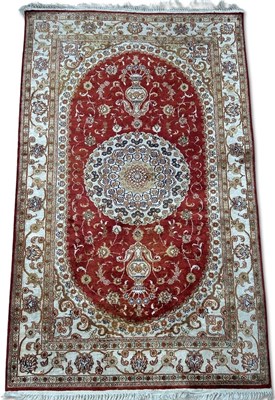 Lot 93 - Persian Nain Silk and Wool Rug, 147 x 84 cm.