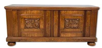 Lot 112 - Burl Walnut Cabinet TV Stand.