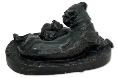 Lot 179 - Bull Mastiff and Two Pups Sculpture Group.