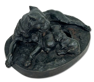 Lot 179 - Bull Mastiff and Two Pups Sculpture Group.