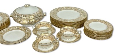 Lot 163 - Wedgwood Porcelain Florentine Gold Part Dinner Set, 62 pcs.