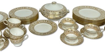 Lot 163 - Wedgwood Porcelain Florentine Gold Part Dinner Set, 62 pcs.