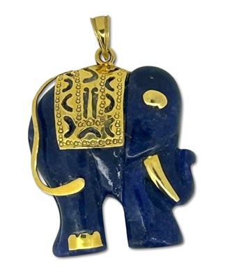 Lot 222 - Lapis Lazuli Elephant Pendant.