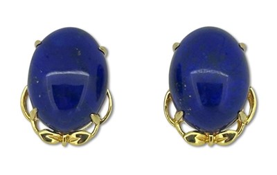 Lot 295 - Lapis Lazuli Stud Earrings.