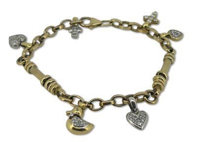 Lot 274 - Yellow Gold Charm Bracelet.