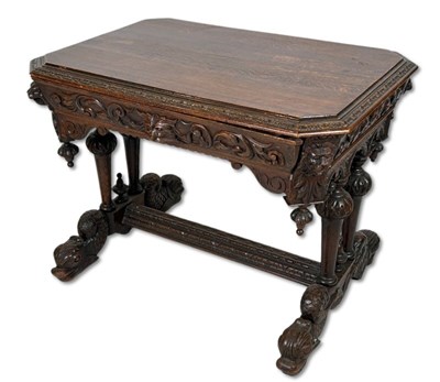 Lot 84 - Victorian Carved Oak Gothic Desk.