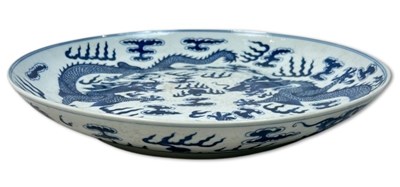 Lot 200 - Chinese Blue and White Dragon Plate.