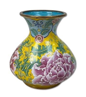 Lot 213 - Chinese Canton Painted Enamel Floral Vase.