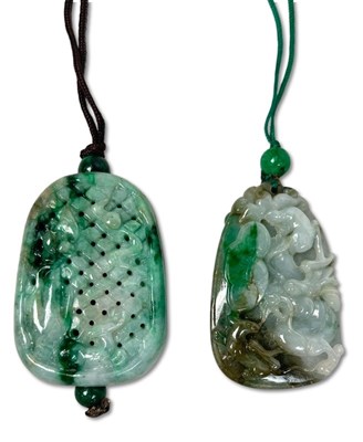 Lot 211 - Vintage Carved Chinese Jade Pendants, 2pcs.