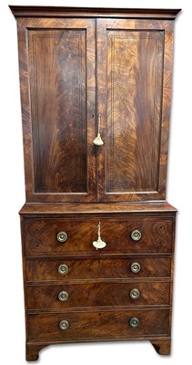 Lot 87 - Georgian Mahogany Secretaire Book Case.