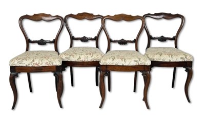 Lot 64 - Set of Four Victorian Rosewood Dining Chairs.