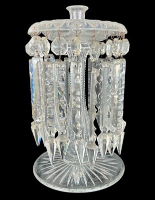 Lot 147 - Victorian Crystal Lustre Candleholder.