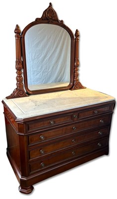Lot 56 - Victorian Mahogany Marble Top Dressing Table.