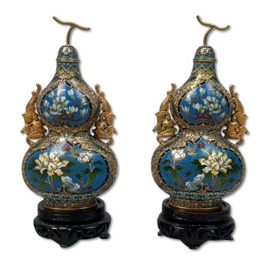 Lot 174 - Pair Chinese Cloisonne Enamel Vases.