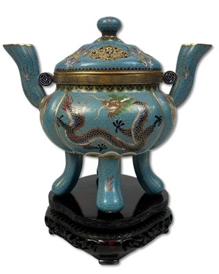 Lot 188 - Chinese Cloisonne Enamel Lidded Censer.