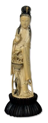 Lot 164 - Chinese Finely Carved Ivory Figure on Stand.