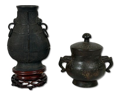 Lot 163 - Chinese Archaistic Style Bronze Metal Wares, 2pcs.