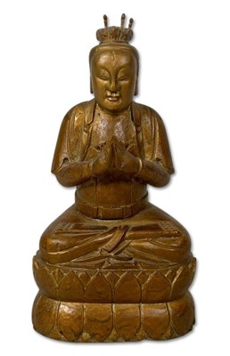 Lot 187 - Carved Boxwood Statue of Buddha.