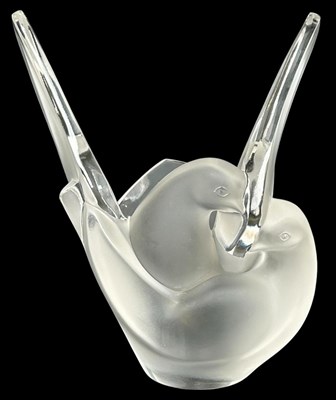 Lot 152 - Lalique 'Sylvie' Crystal Doves Vase.