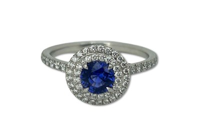 Lot 268 - Tiffany & Co. Sapphire Diamond Ring.