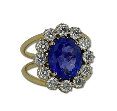 Lot 258 - Diamond Tanzanite Cluster.