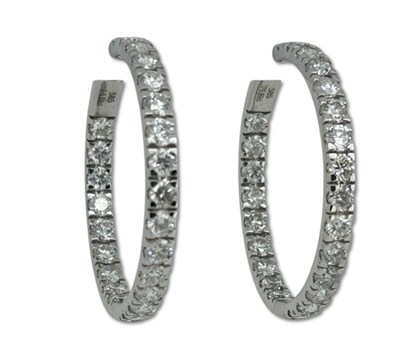 Lot 292 - Diamond Hoop Earrings.