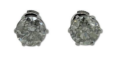 Lot 294 - White Gold Diamond Stud Earrings.