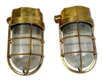 Lot 118 - Pair of Bulkhead Light, Triangular Base.
